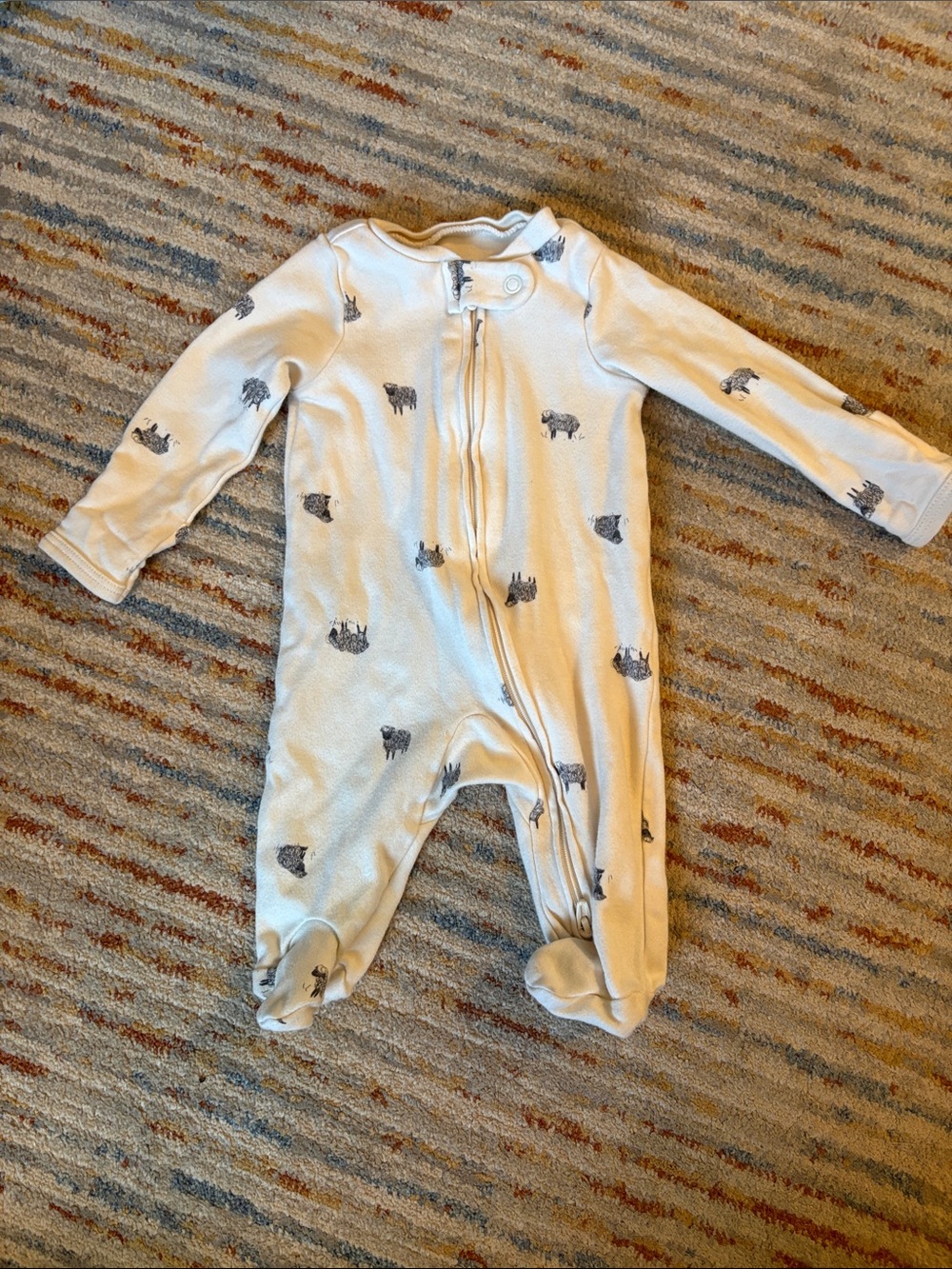 Carter's Cream Footed One-Piece with Gray Animal Prints